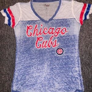 Women's Chicago Cubs V-Neck Tee - Blue and White